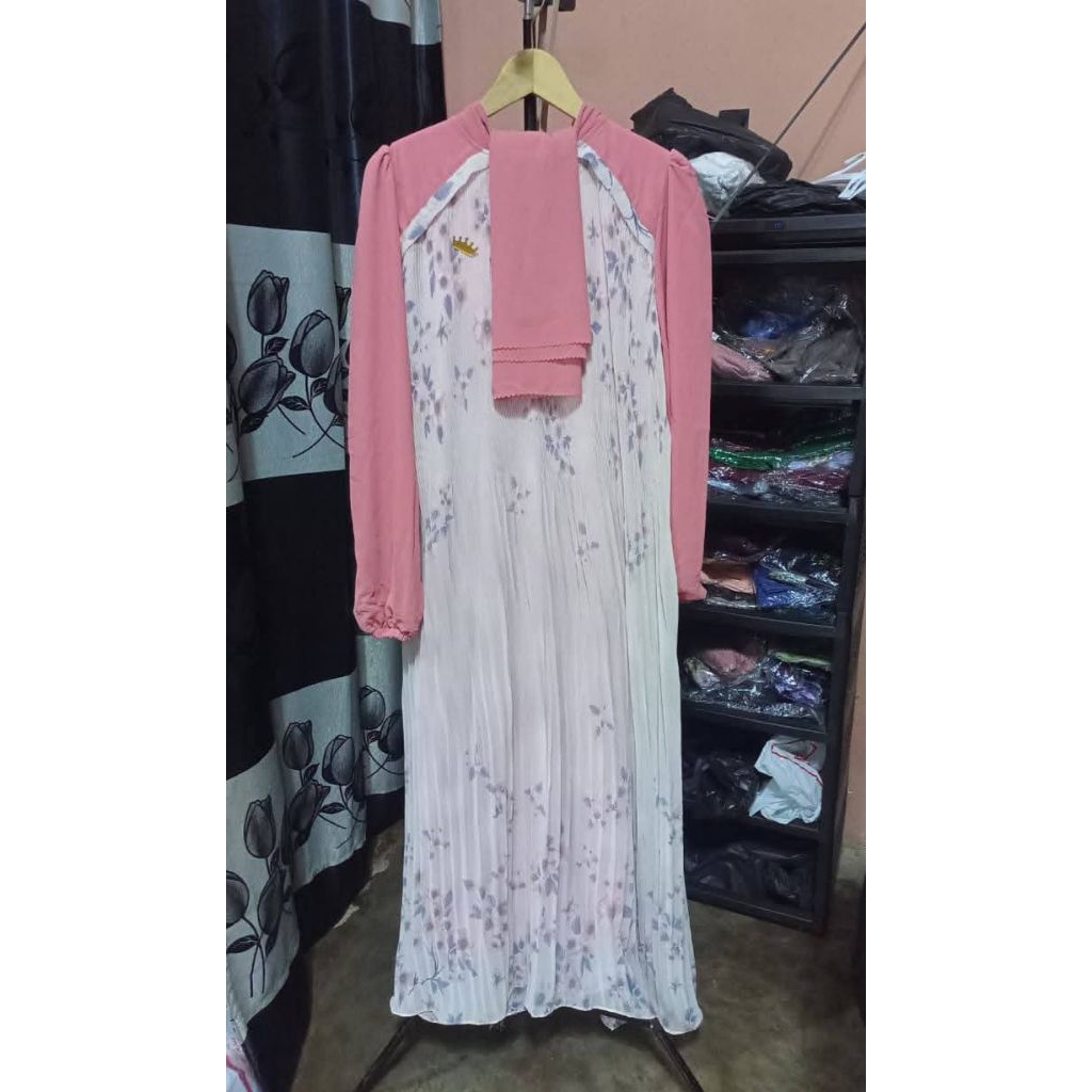 GAMIS CERUTY SET JILBAB BUNGA PLISKET