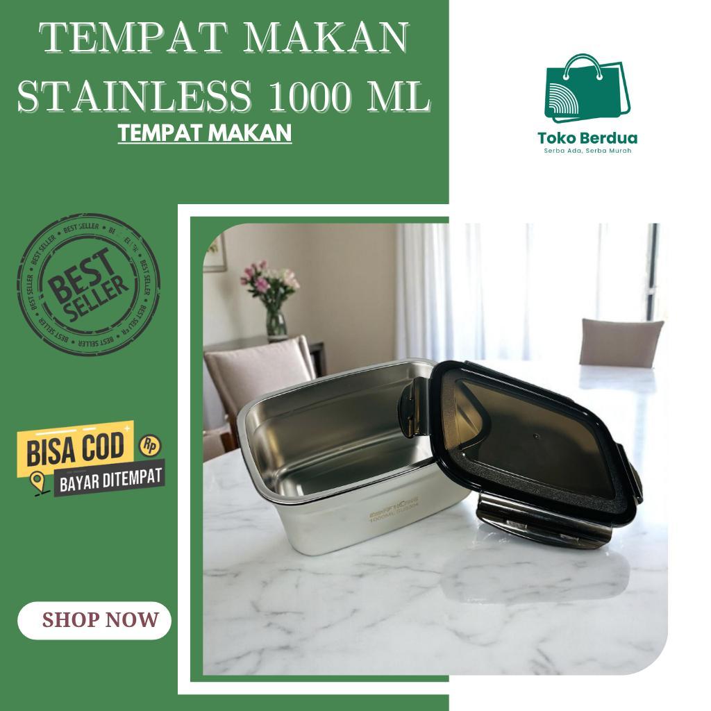 TEMPAT MAKAN ANTI TUMPAH STAINLESS 1000 ML