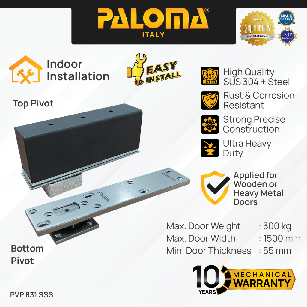 PALOMA PVP 831 Engsel Pintu Hinge Pivot Putar Tanam Lantai Kayu Baja Hinges Door Stainess Steel SUS 