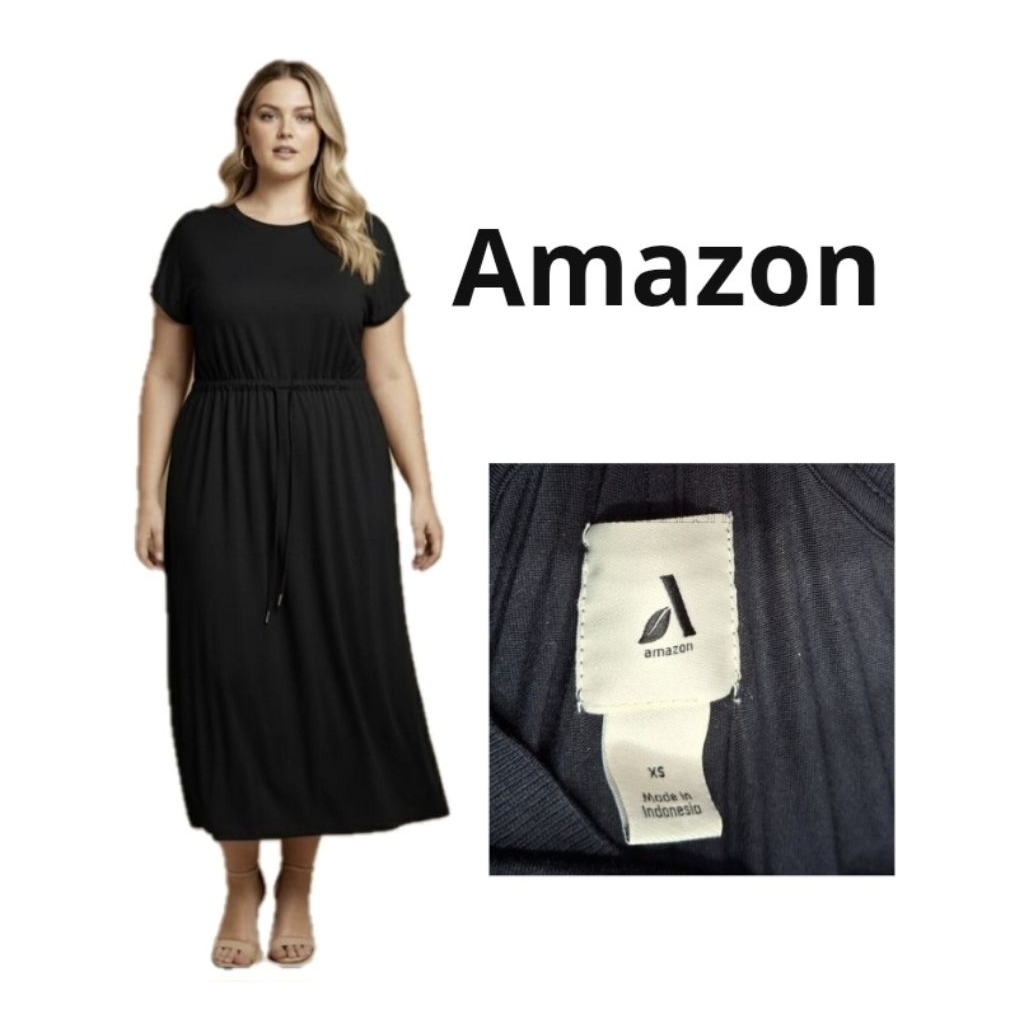 Dress Amazon pinggang tali serut