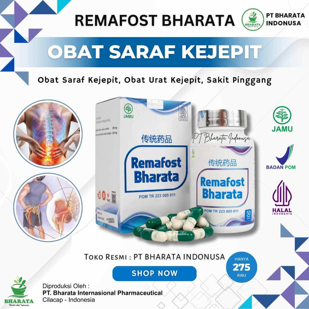 Obat Saraf Kejepit Ampuh REMAFOST BHARATA Original Herbal Urat Terjepit Radang Sendi Tulang BPOM