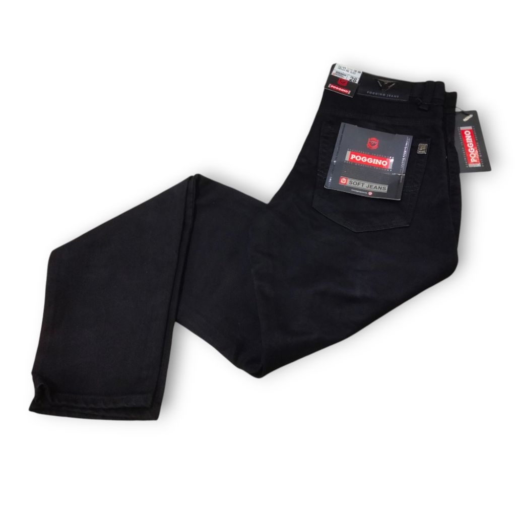 CELANA PANJANG POGGINO SOFTJEANS HITAM PREMIUM
