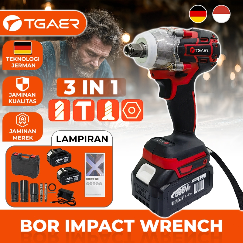 TGAER 700NM Impact Wrench Brushless Impact Baterai Cordless Mesin Bor Impact Wrench Listrik Multifun