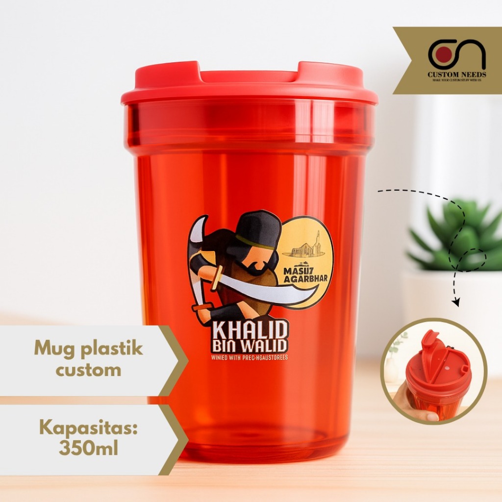 Mug Custom Print UV DTF Gelas Minum Travel Coffee Cup Tumbler Plastik 350ml BM221