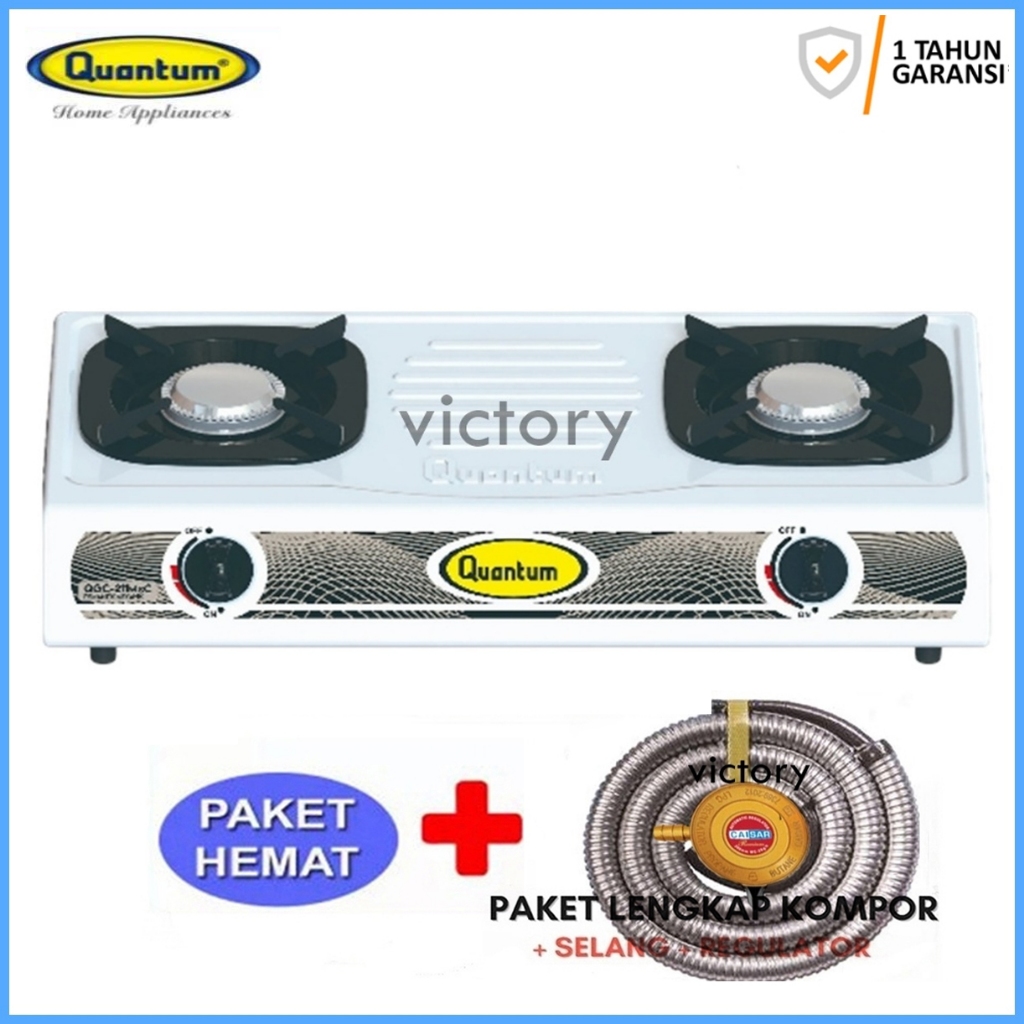 Kompor 2 Tungku Quantum QGC211MSC Body Krem Burner Stainless