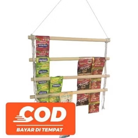 rak warung rak gantung gantungan kopi snack handuk rak kayu multipungsi