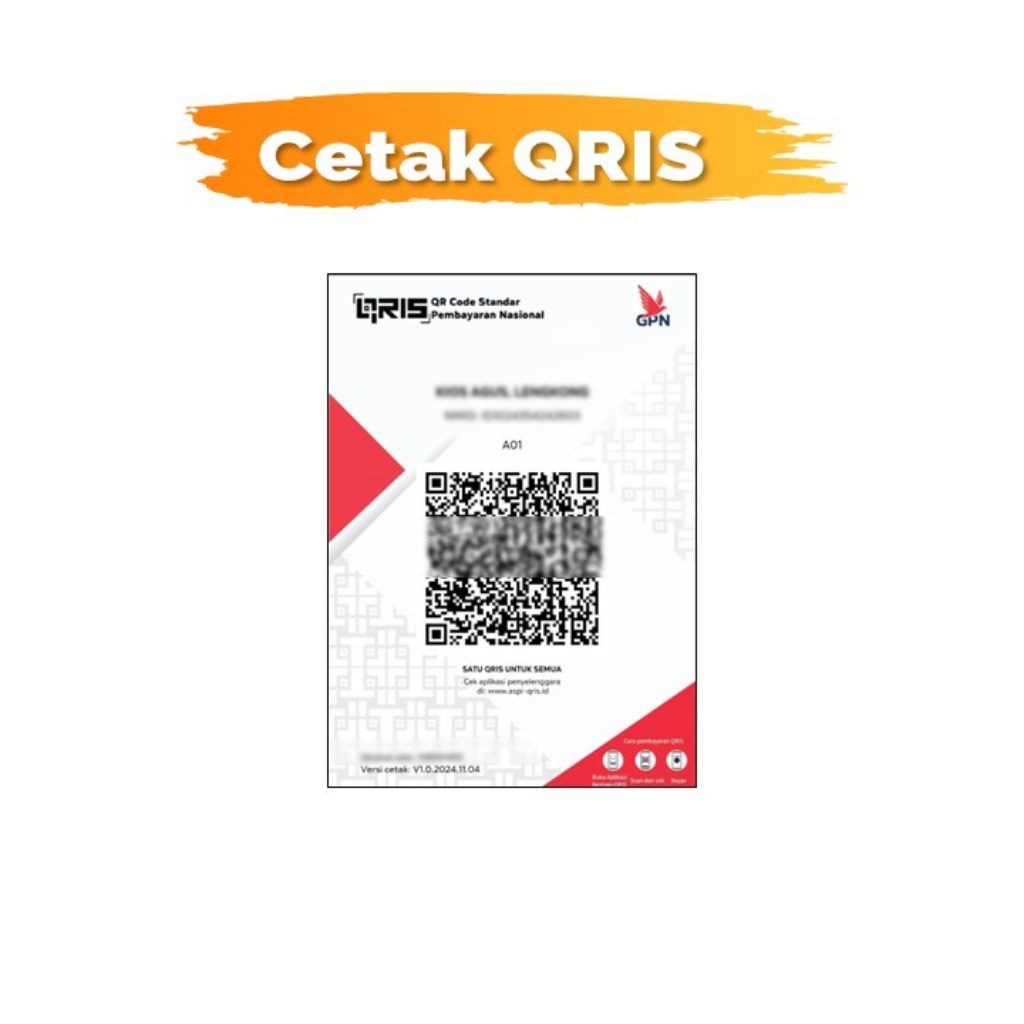 cetak stiker barcode QRIS ukuran A6 bahan sticker cromo dilaminasi 2 pcs