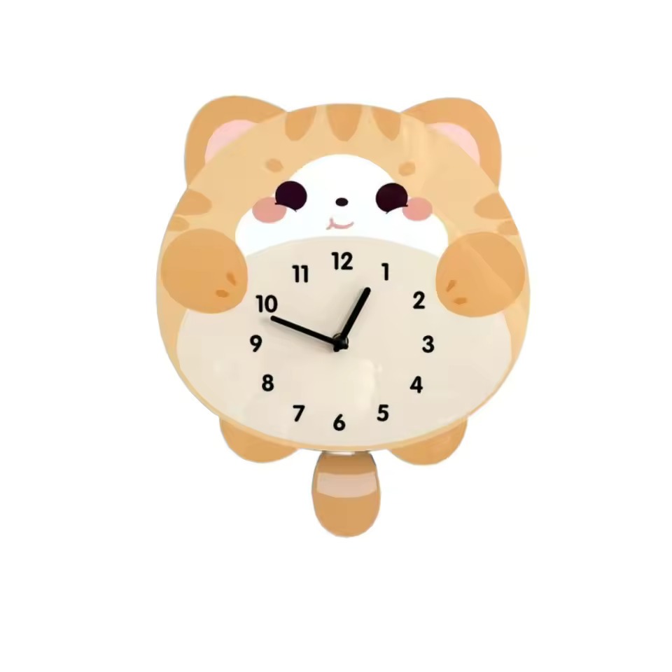 Jam Dinding Kucing Lucu Ukir II Jam Dinding Kartun Unik Dekorasi Ruang Tamu