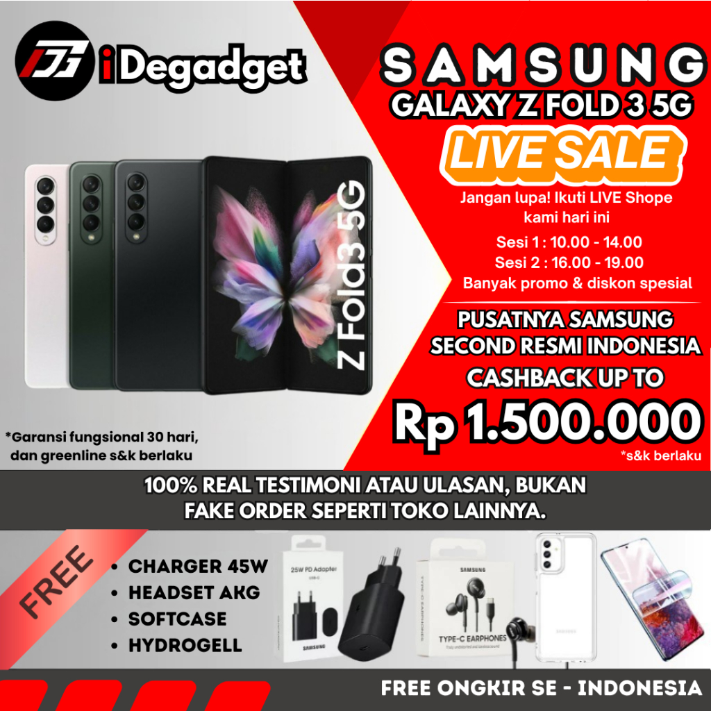 SAMSUNG GALAXY Z FOLD 3 5G SEIN 12/512GB 12/256GB Second Fullset Original