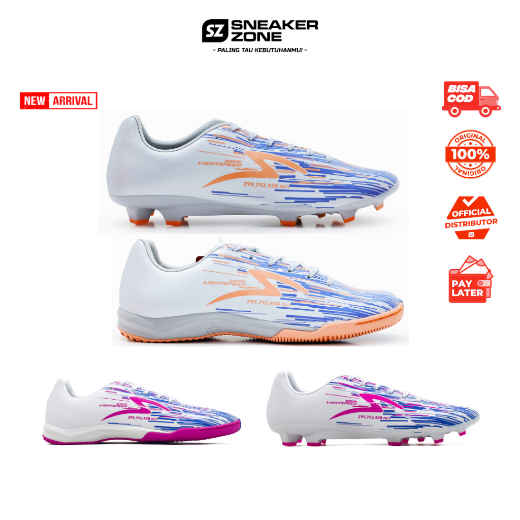 SEPATU BOLA DAN FUTSAL SPECS LIGHTSPEED REBORN - LS REBORN TERBARU WHITE/MAGNIFICO ORIGINAL