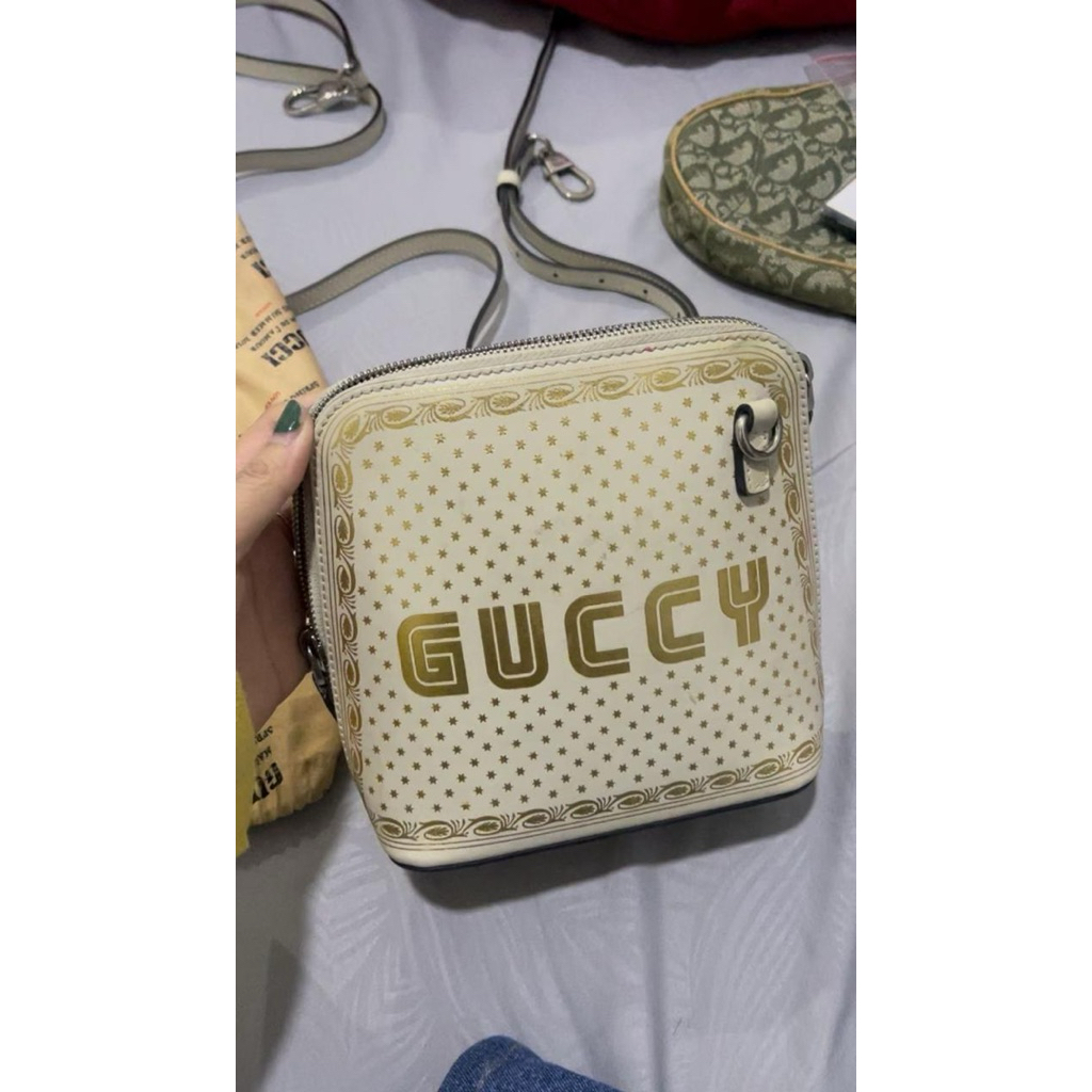 *GUCCI X SEGA GUCCY Stars Mini Dome Shoulder Bag Mystic White Gold