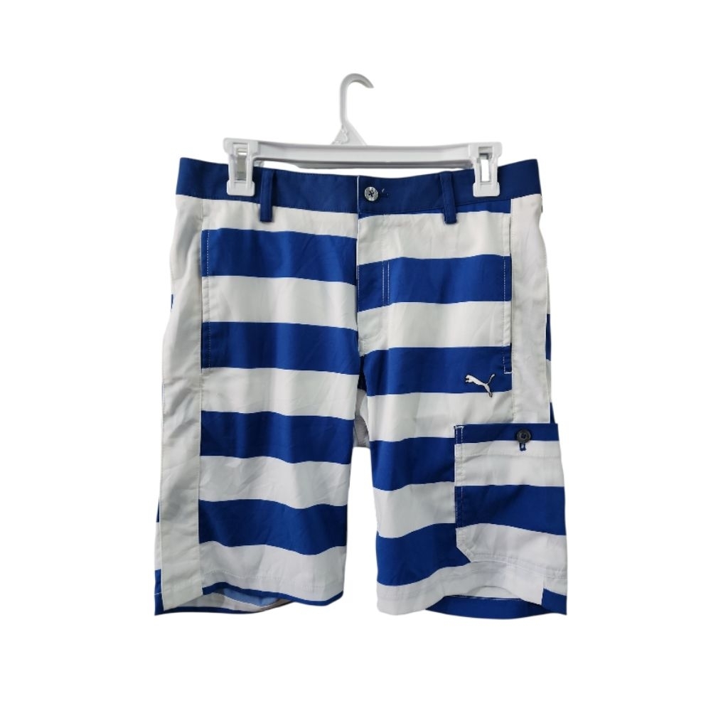 Celana Pendek Sports Casual Pantai Brand Puma Seri Rudolf Dassier Sport Puma Way 1 Motif Garis Strip