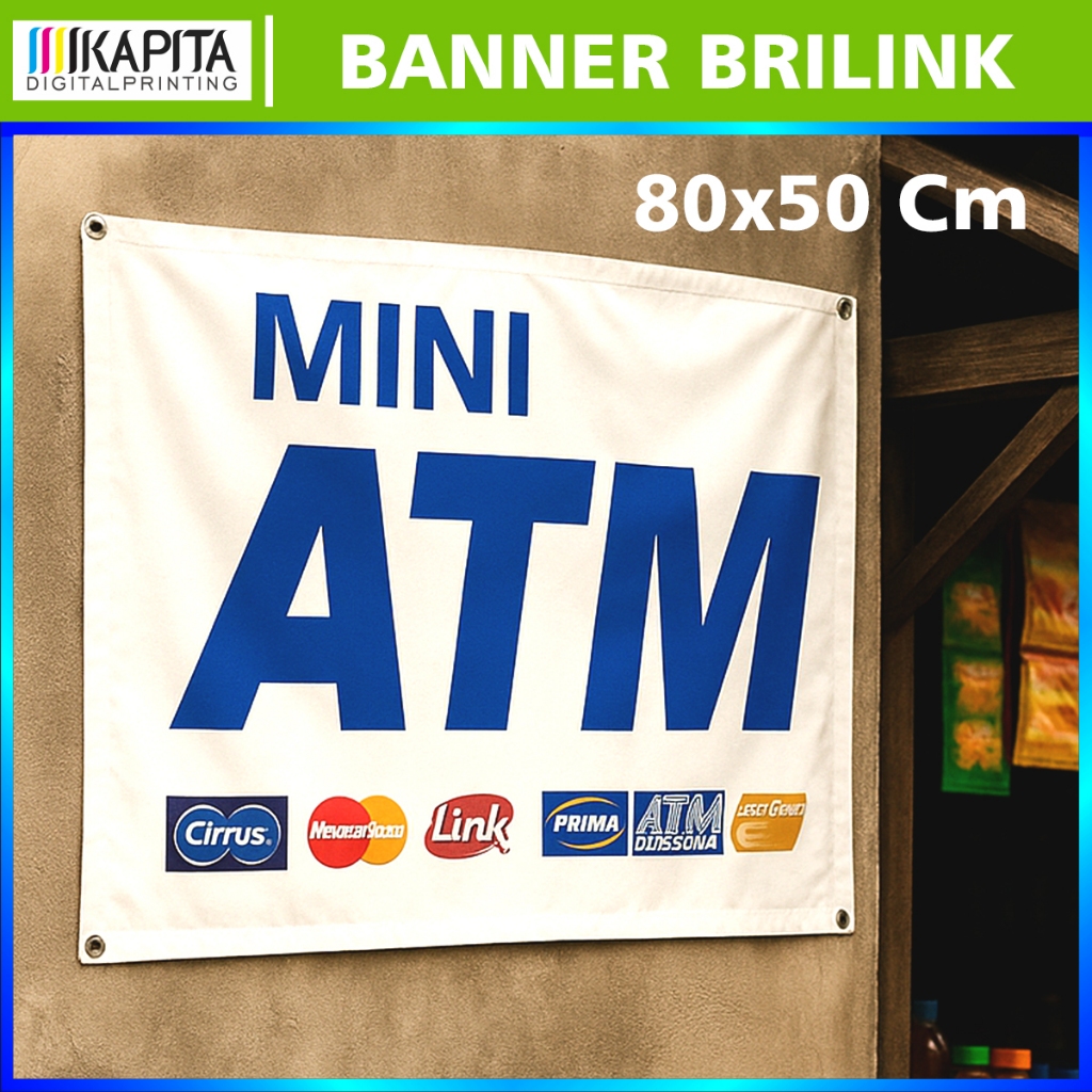 Spanduk MINI ATM ukuran Jumbo untuk brilink warung toko | Banner Mini Atm