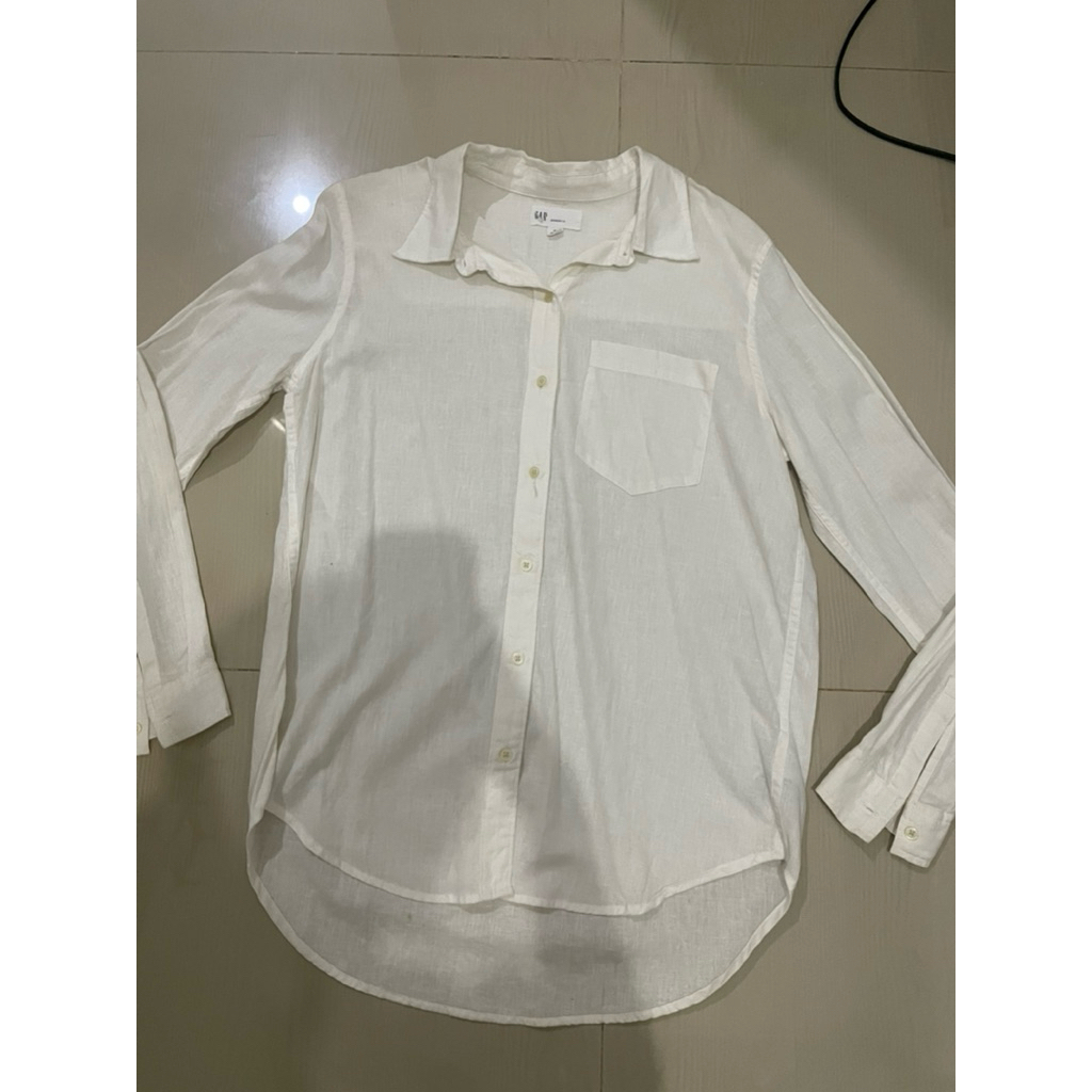 preloved gap kemeja putih lengan panjang linen kemeja