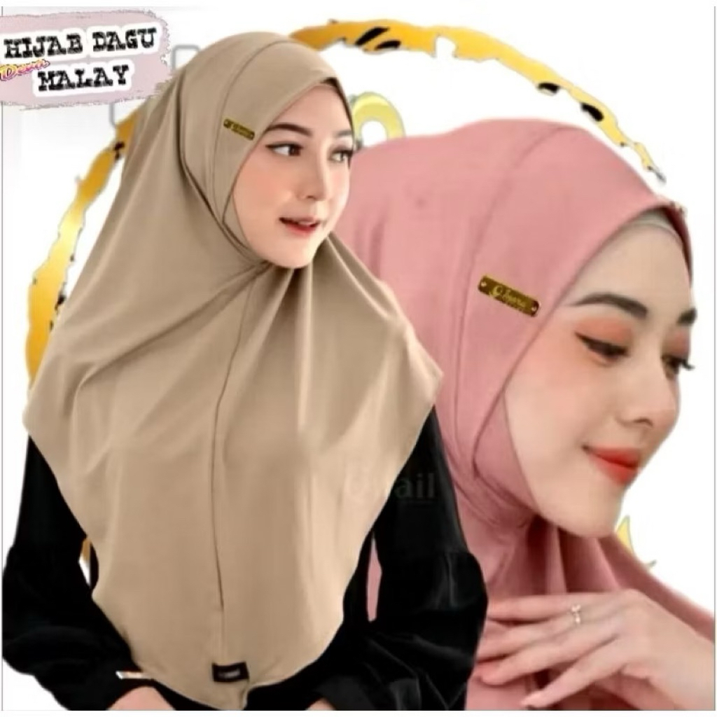 Hijab Bergo Non Ped Malaysia Dagu Size M / Hijab Dagu Malaysia Bahan Jersey Adem Lembut