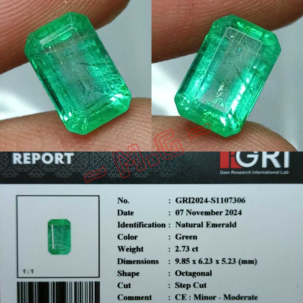 NATURAL ZAMRUD EMERALDBERYL MEMO GRI LAB ID