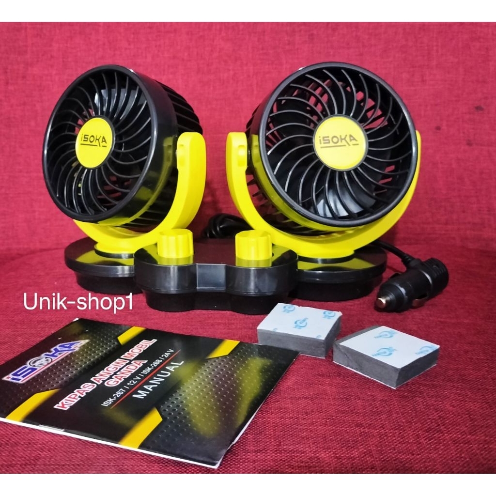 Kipas angin mobil 12 volt Kuning