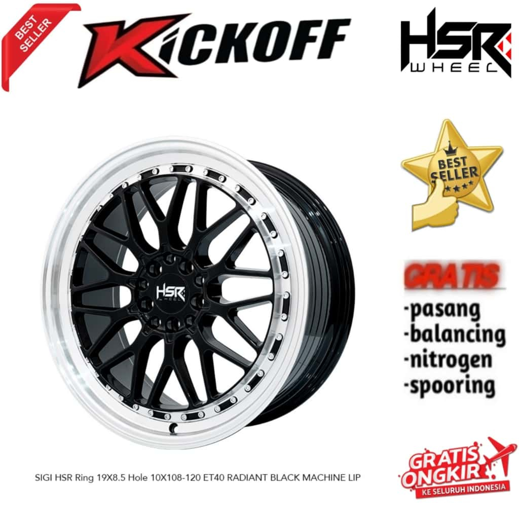 Velg Mobil BMW HSR Sigi Ring 18 Black Polish Velg Mobil Rangerover Ford Focus DLL PCD 5X108-120