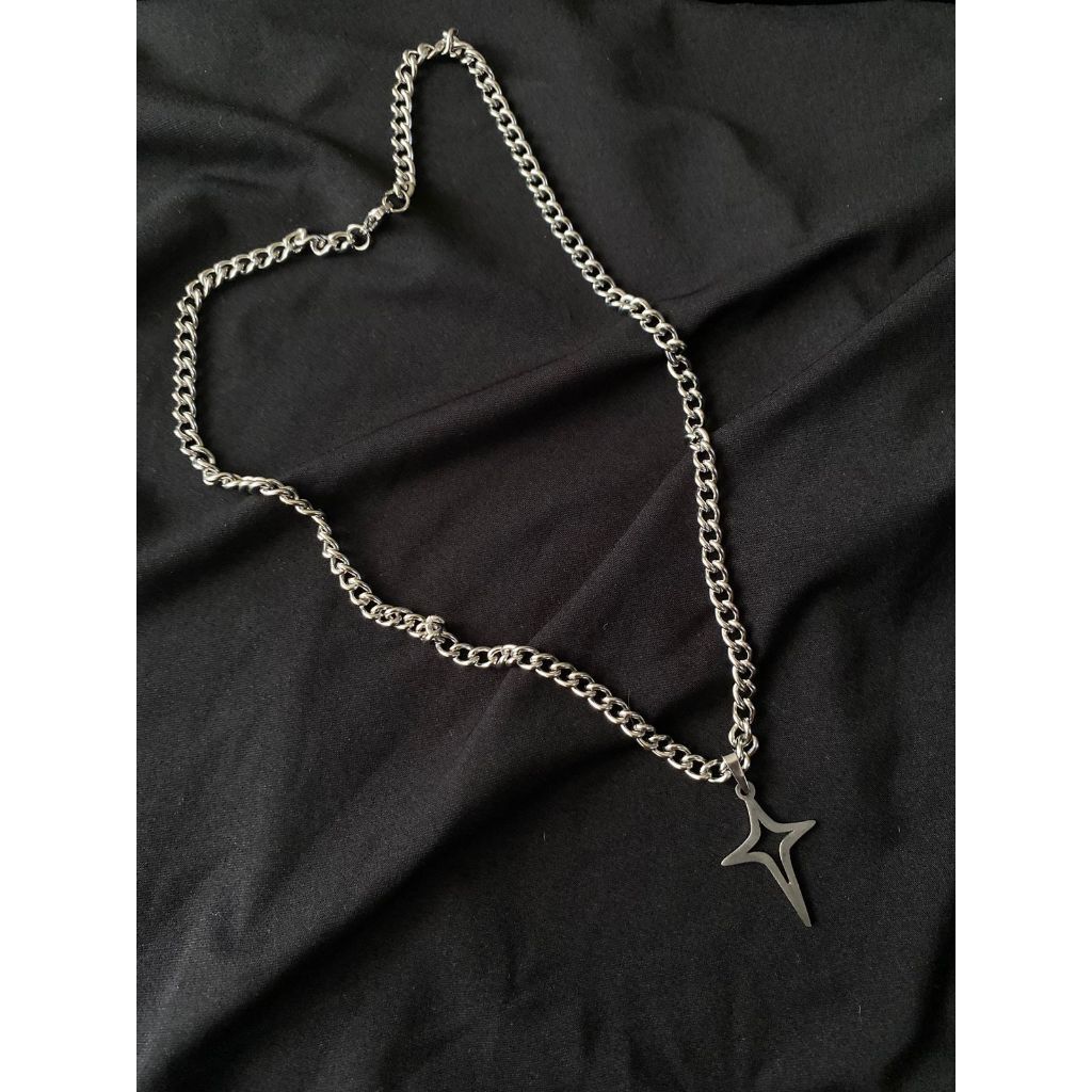 TERLARIS Kalung Pria Rantai Baja Anti karat Liontin Bintang Bintang Stainless Stell anti karat