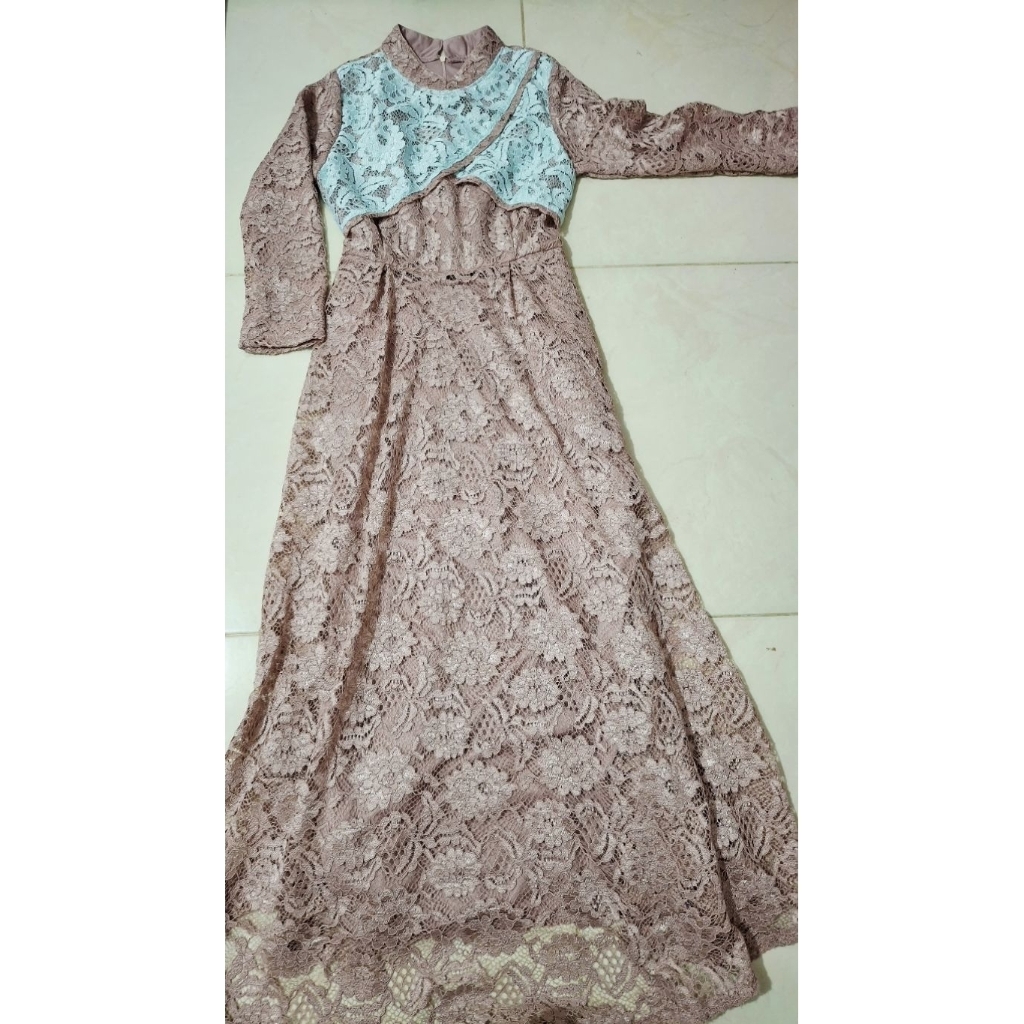 Dress Brokat Dusty Pink + Baby Blue