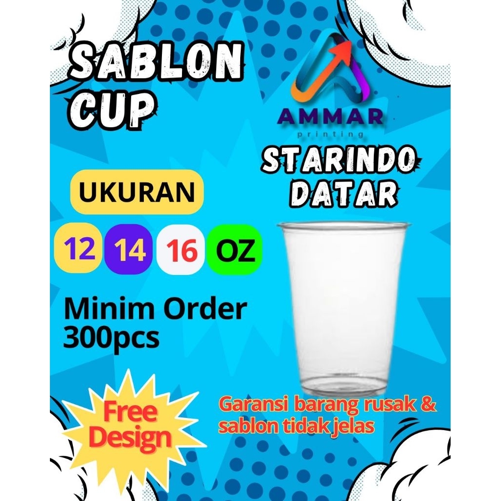 Sablon gelas cup Starindo 7gram 12oz 14oz 16oz