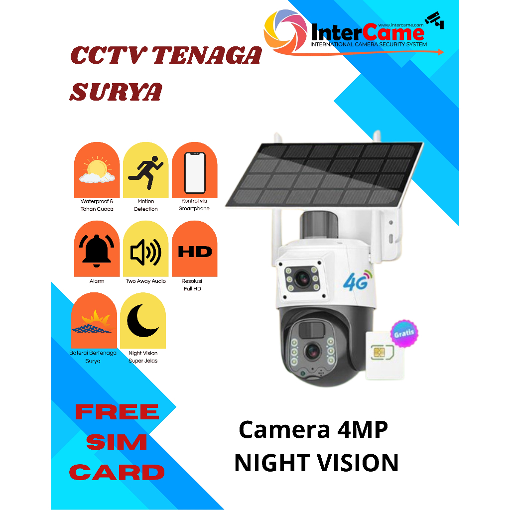 CCTV Solar cctv IP Kamera bohlam wireless 8MP HD CCTV ke HP jarak jauh V380 pro PTZ penglihatan mala