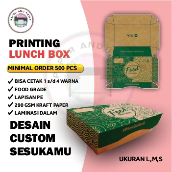Lunch Box Take Away Box Paper Cetak Custom - Ukuran S