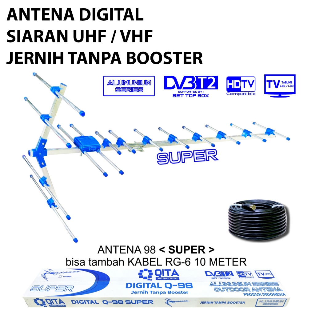 ( PROMO ) Antena TV Luar Digital Siaran UHF / VHF Tabung LED LCD Outdoor (Balun Asli)