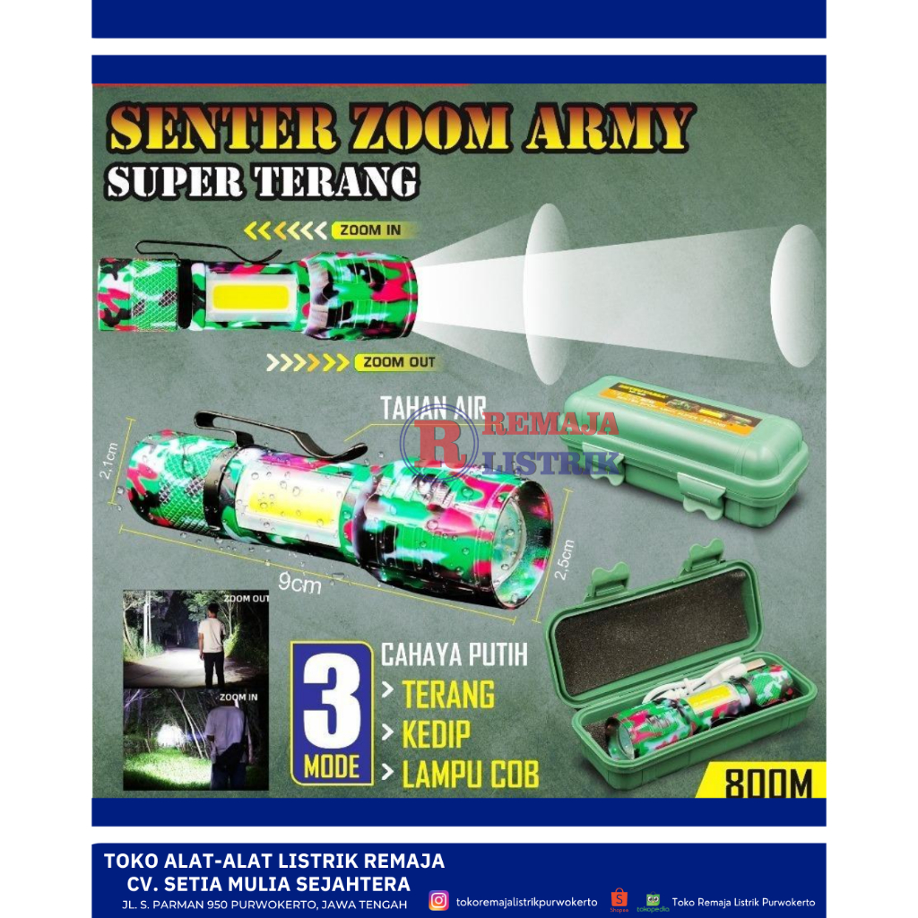 Senter Swatt Zoom Mini Koper Loreng Mitsuyama MS-1233