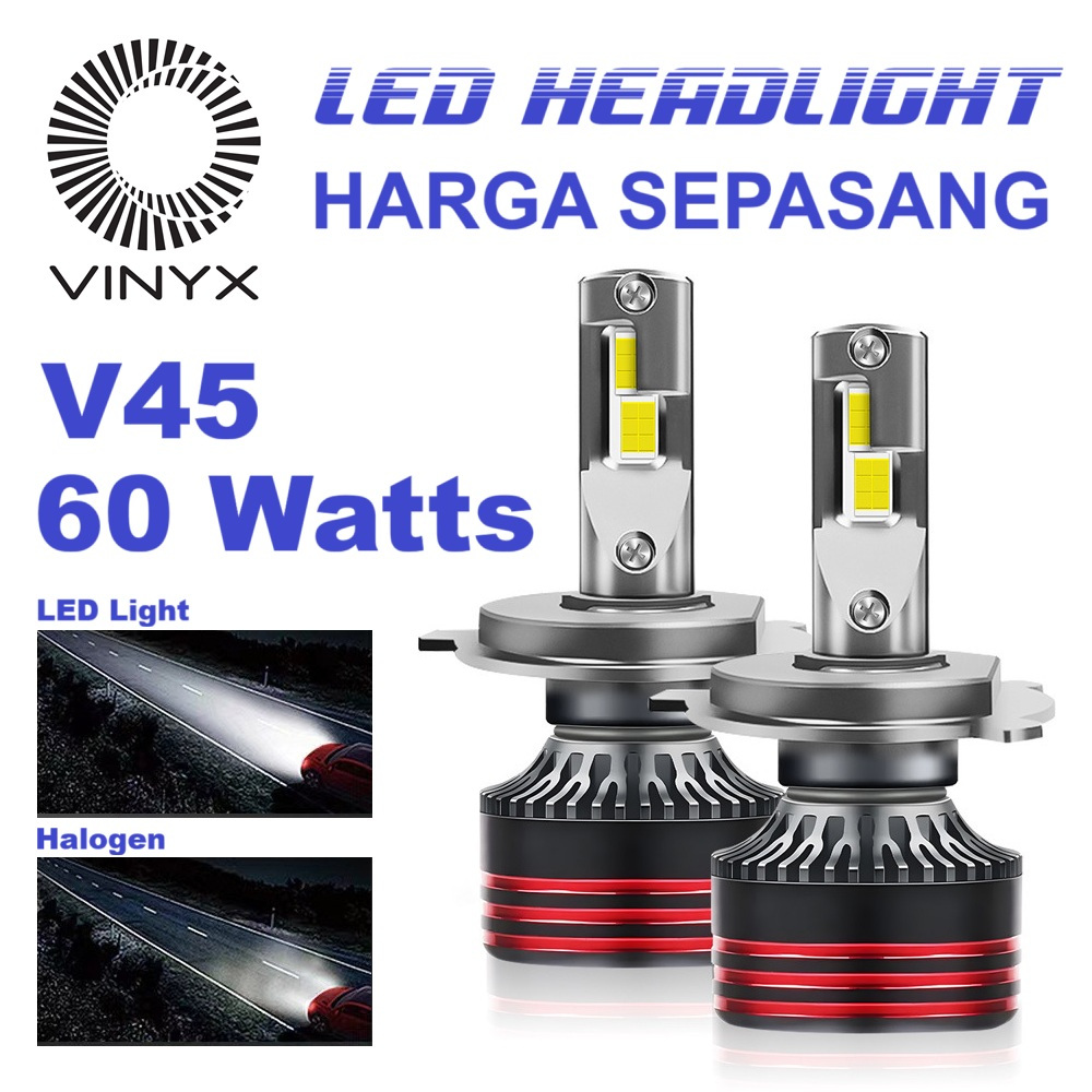 VINYX V45 Bohlam Lampu Utama LED Mobil CSP 3570 H1 H3 H4 H7 H11 HB3 HB4 9005 9006 Canbus Can Bus Mot