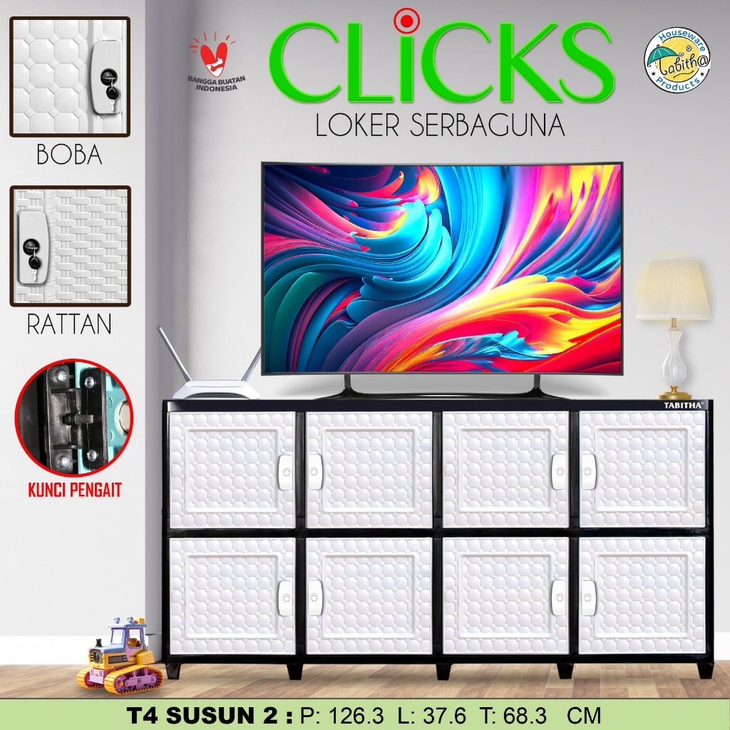 lemari tabitha clicks 4 pintu susun / lemari plastik 4 pintu susun