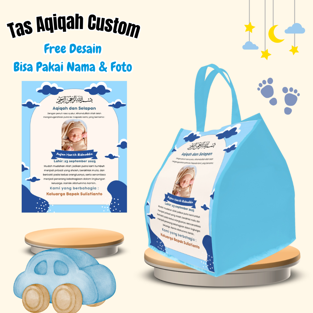 50 Pcs Tas Tasyakuran 7 Bulanan Kehamilan Aqiqah Mengenang Wafat Custom Desain Muat Box Hajatan