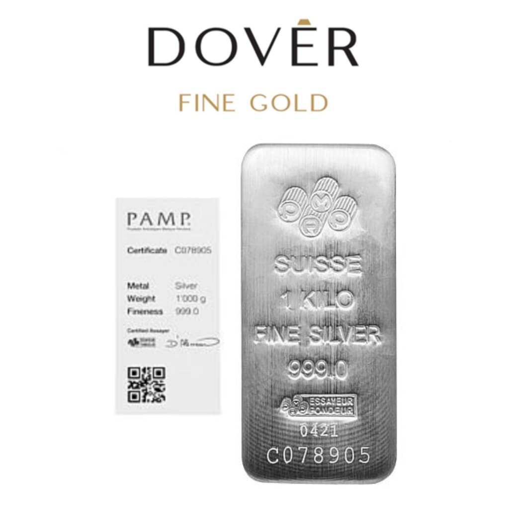 READY STOCK Perak Batangan PAMP Suisse Swiss Euro Silver Bar 99.9% 1 kg kilogram sertifikat