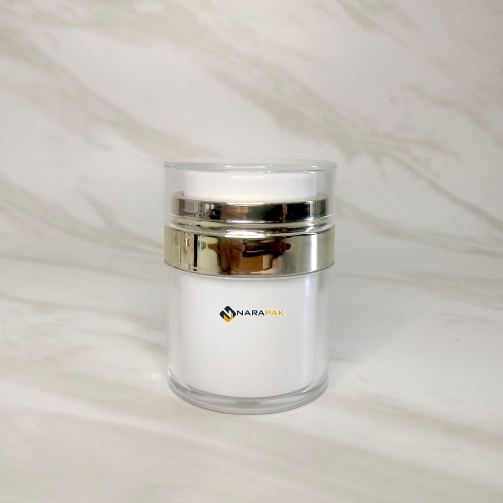 Botol Jar Pump Airless 30ml Pot Jar Press On List Gold