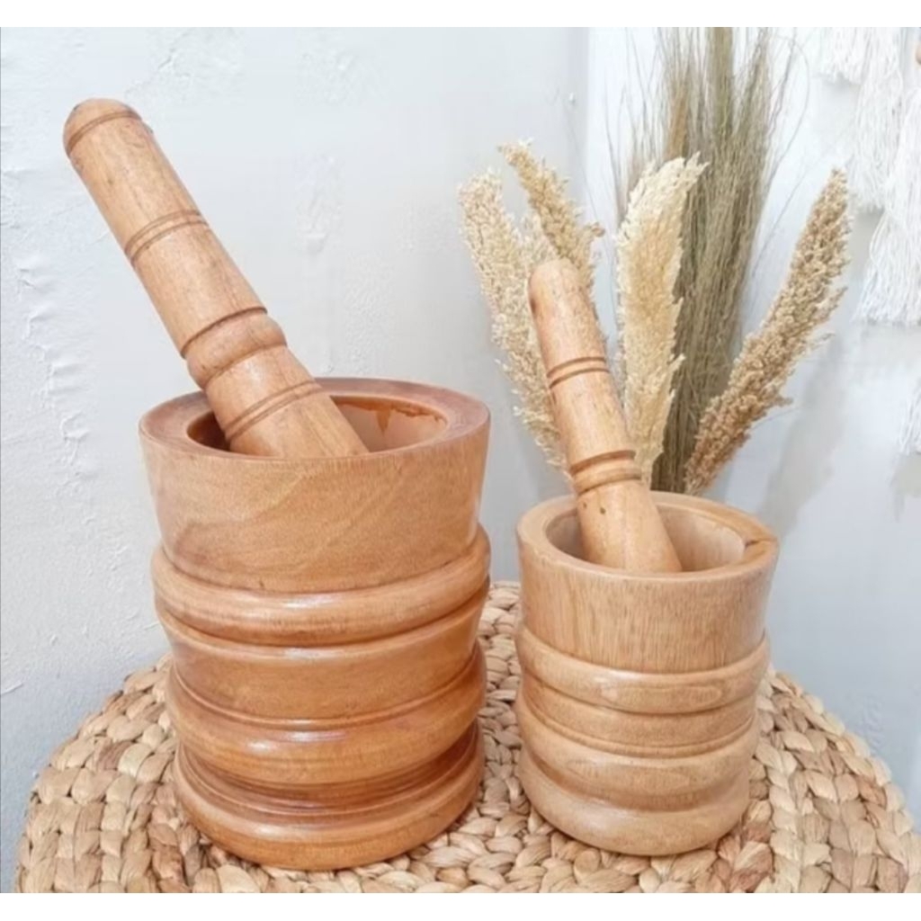 Set Lumpang Kayu Tumbukan Sambal Rujak Lumpang + Tumbukan Tradisional