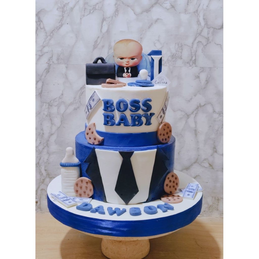 Cake Ultah Tema Boss Baby/ Cake 2 Tingkat/Cake Enak