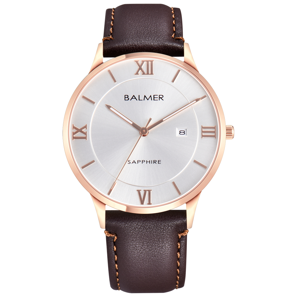 Balmer B-2718 Jam Tangan Couple Strap Kulit Kaca Sapphire