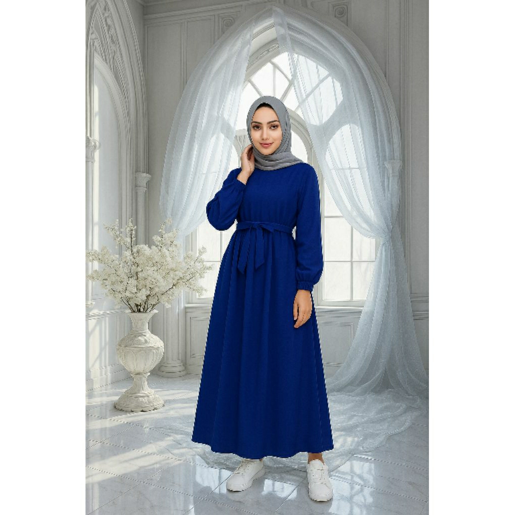 Gamis Modern Gamis Biru Elektrik Elegan Dress Premium