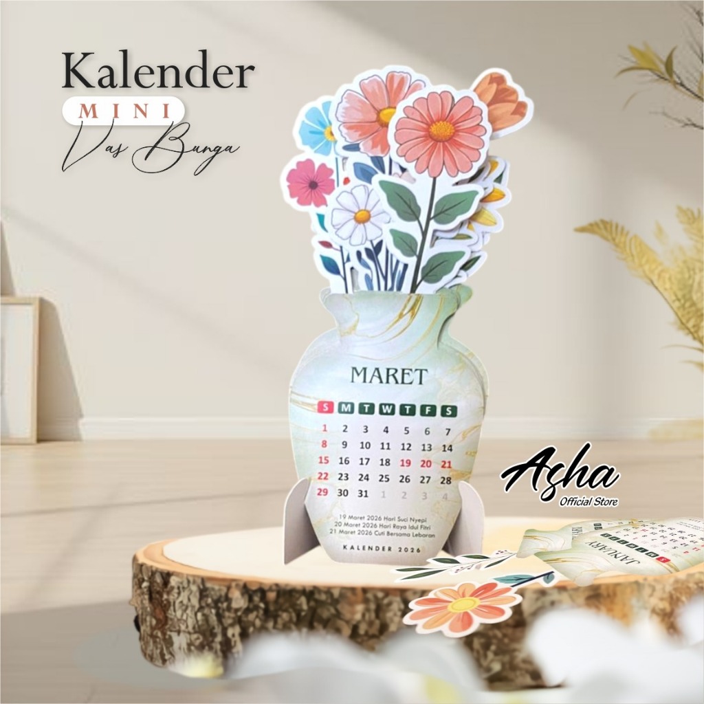 KALENDER MEJA UNIK - KALENDER  MINI VAS BUNGA - HIASAN MEJA KERJA