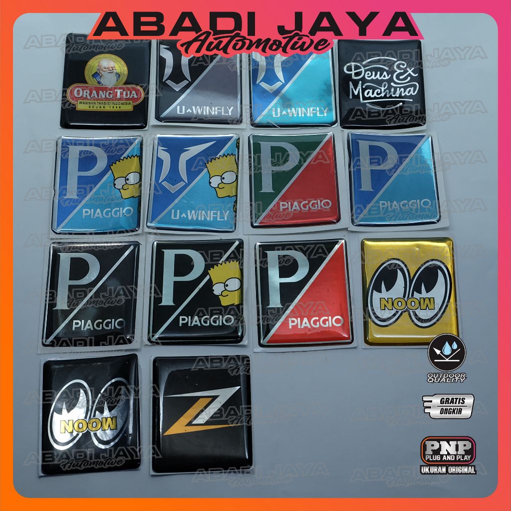 Emblem Timbul Dasi Vespa dan Motor Listrik U Winfly T3