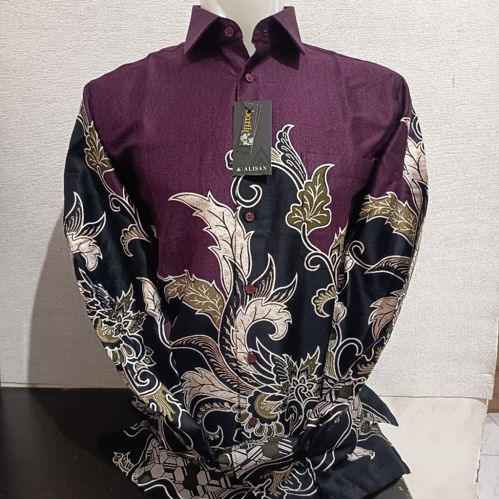 LENGAN PANJANG SLIMFIT ALISAN Batik 10802 Dsar Burgundy/Abu