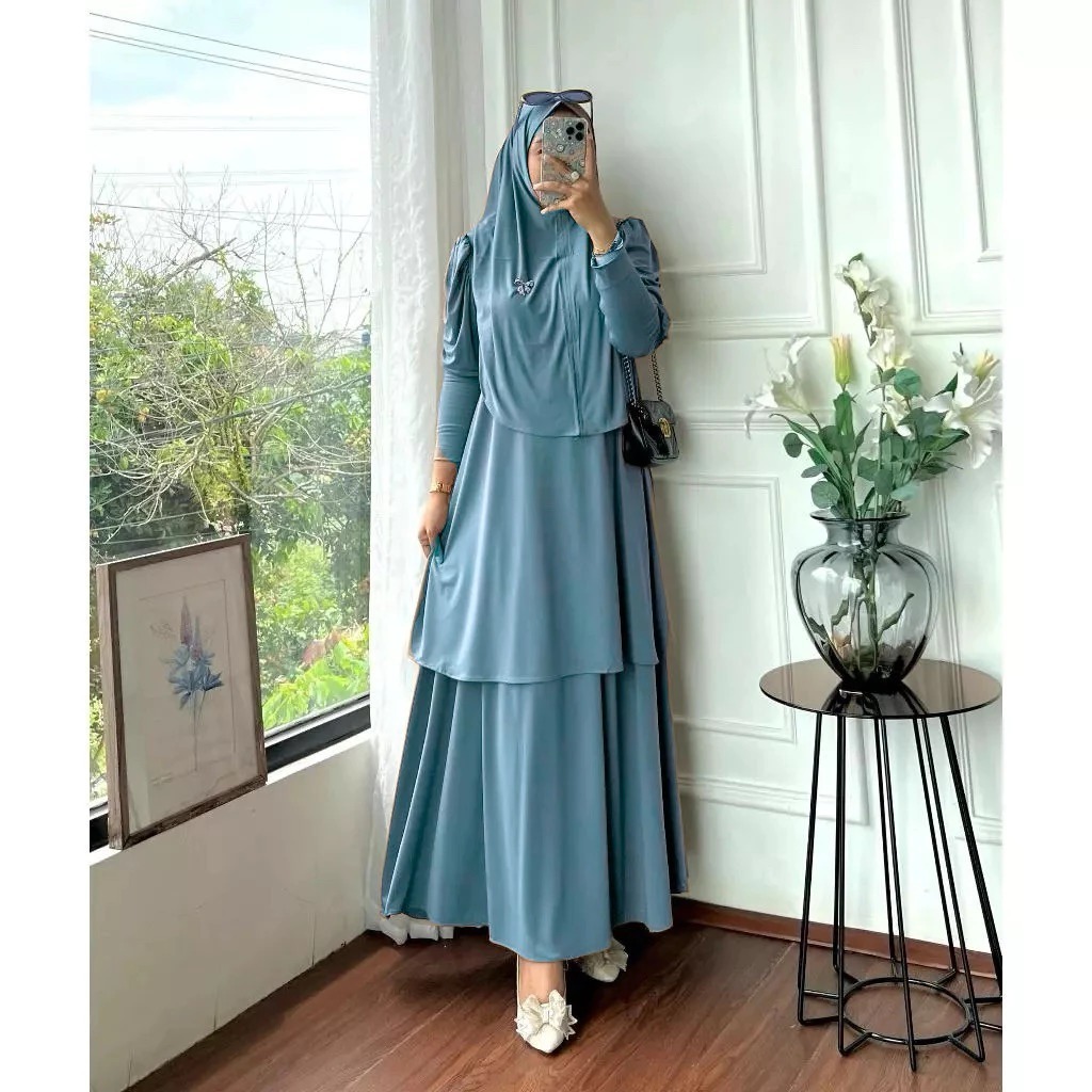 NAFISA  3 IN 1 SET ROK JERSEY FREE HIJAB JUMBO FIT TO XL // ONE SET ROK POLOS // SETELAN ROK // ONE 