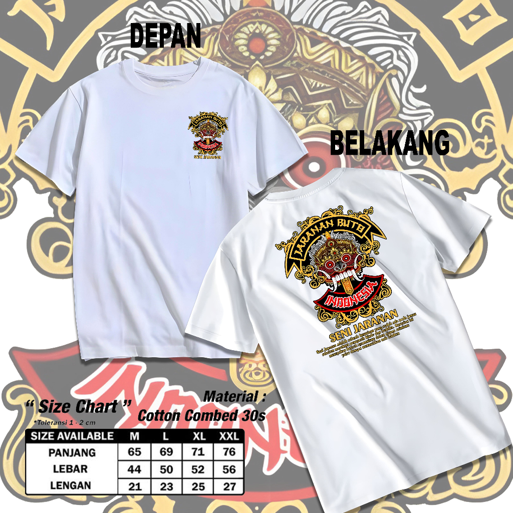 KAOS SENI JARANAN BUTO Baju Kaos Jaranan Kulit Jathilan Turonggo Kesenian Indonesia Murah Unisex