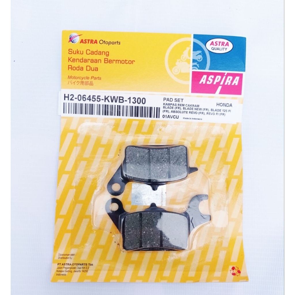 KAMPAS REM CAKRAM PAD SET DEPAN KWB BLADE 125 FI RENO FI SUPRA X 125