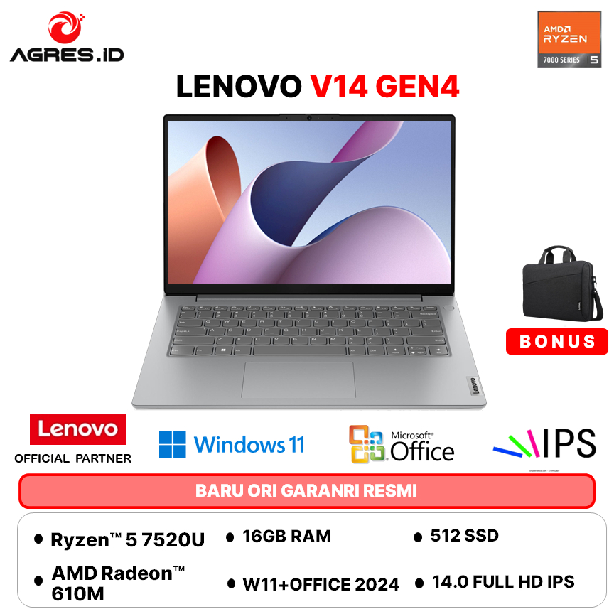 LENOVO V14 GEN4 RYZEN 5 7520U - RAM 16GB 512GB W11+OHS 14.0FHD  -0UID