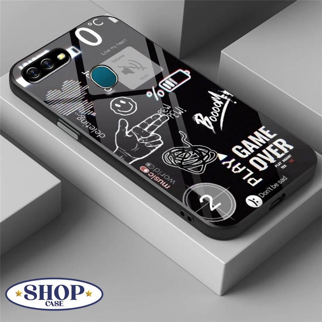 Casing Hp Untuk Oppo A5s /A7 / A11K / A12 / A1K / A3s / F3 / F5 / F7 / F9 - Fashion  black aesthetic