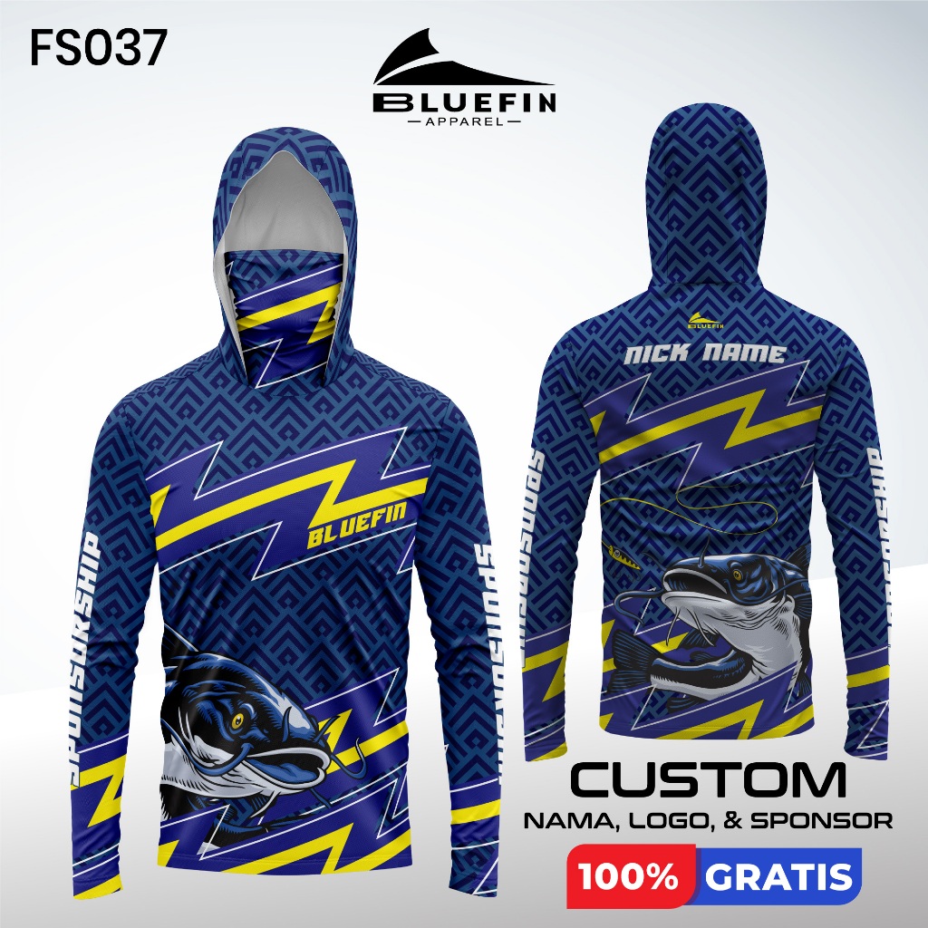 Baju Jersey Mancing Ikan Lele Fitur buff Bisa Custom Satuan