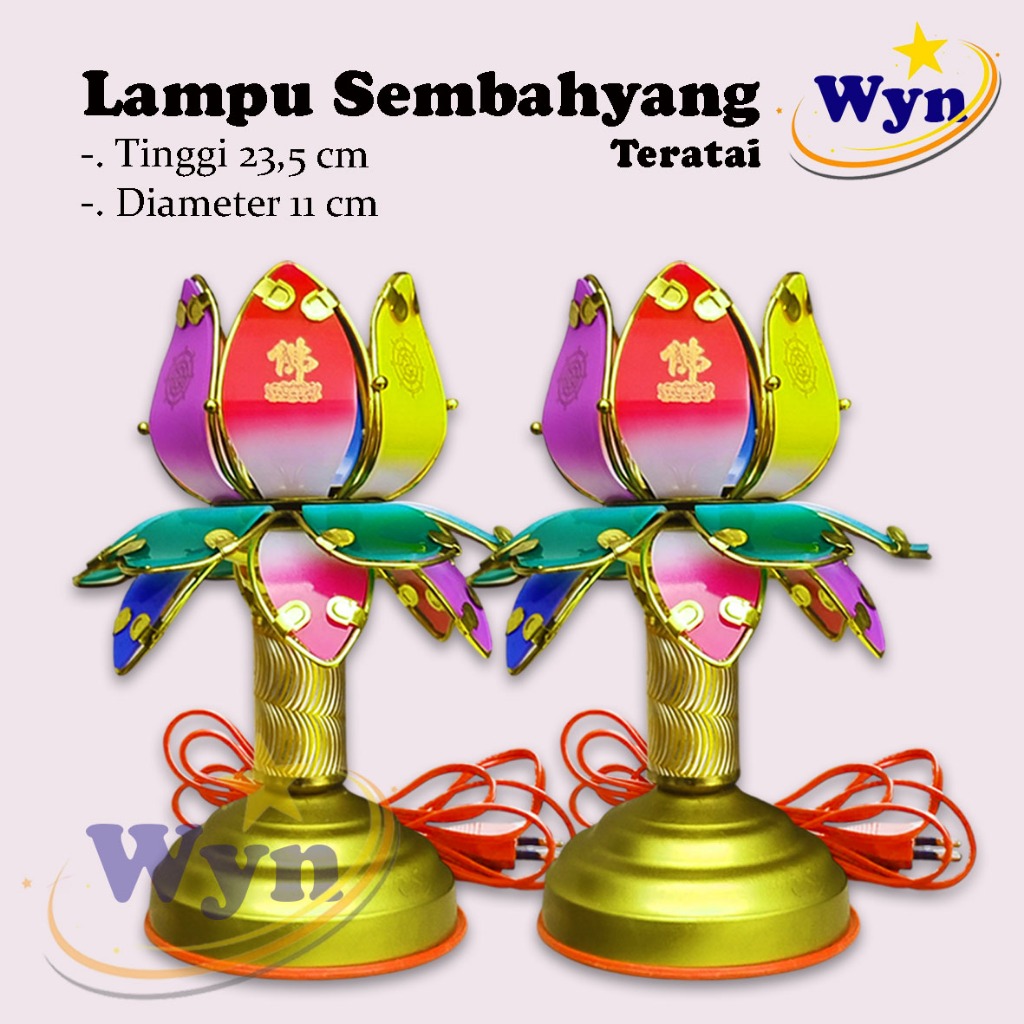 Tempat Lampu Bohlam Altar Teratai Sepasang / Tempat Lampu Bohlam Sembahyang Model Bunga Warna