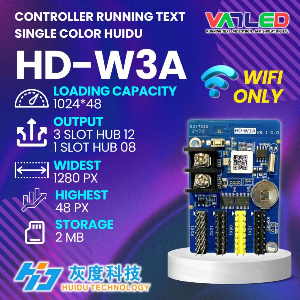 CONTROLLER RUNNING TEXT HUIDU HD-W3A BUKAN HD-W03 ATAU HD-W3 RUNNING TEXT CONTROLLER