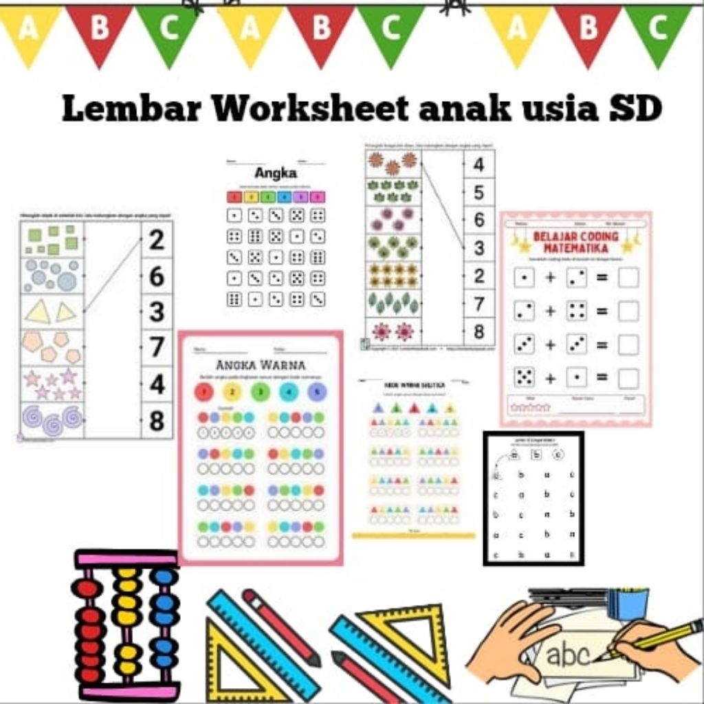 40 lembar worksheet untuk anak SD/MI/ matematika dan soal